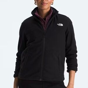 The North Face black fleece zip-up logo coat jacket